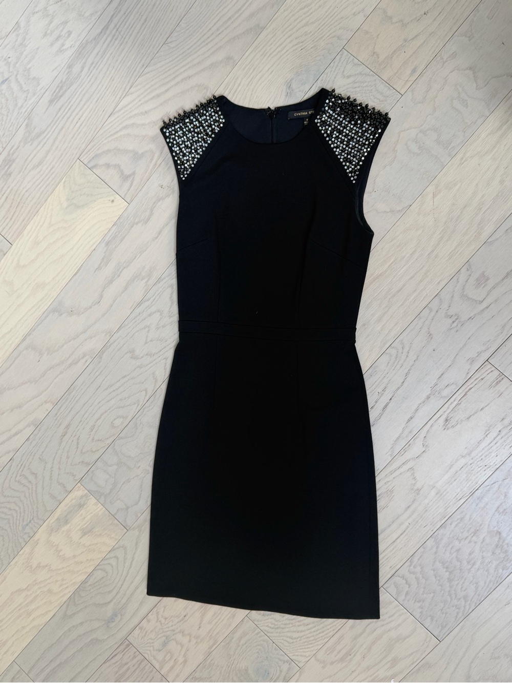 Cynthia Steffe Black Sleeveless Beaded Shoulder Mini Dress